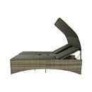 Alora Outdoor Rattan Patio Daybed With Adjustable Backrest, Canopy Roof, Storage Box And Cup Holders (SAK54220)