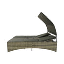 Alora Outdoor Rattan Patio Daybed With Adjustable Backrest, Canopy Roof, Storage Box And Cup Holders (SAK54220)