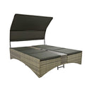 Alora Outdoor Rattan Patio Daybed With Adjustable Backrest, Canopy Roof, Storage Box And Cup Holders (SAK54220)
