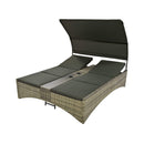 Alora Outdoor Rattan Patio Daybed With Adjustable Backrest, Canopy Roof, Storage Box And Cup Holders (SAK54220)