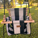 *Pre-order* Outdoor High Back Baby & Toddler Swing-Wide Cream & Black Stripe