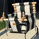 *Pre-order* Outdoor High Back Baby & Toddler Swing-Wide Cream & Black Stripe