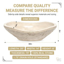 Oval Chiseled Tan Travertine Vessel Bathroom Sink - Handcrafted Natural Stone Above Counter Vanity Basin