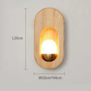 Oval led wooden wall lamp warm amber sconce for bedroom