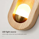 Oval led wooden wall lamp warm amber sconce for bedroom