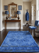 Overdyed Traditional Blue Hand Tufted Wool 5x8 Area Rug