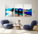 Oversized Contemporary Art Mirrored Mountain Wall Decor Set of 3