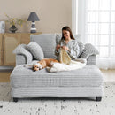 Oversized Light Grey Chaise Lounge Chair with Pillows