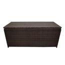 Brown Wicker Patio Deck Box with 113 Gallon Storage and Metal Frame