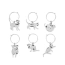 Silver Cat Wine Charms