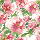 Elegant White Wallpaper with Pink Flowers Chic