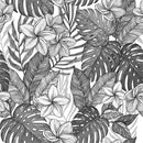 Black and White Exotic Leaves Wallpaper
