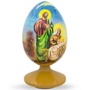 Nativity Scene with Angel Wooden Egg Figurine 4.75 Inches