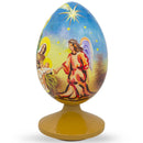 Nativity Scene with Angel Wooden Egg Figurine 4.75 Inches