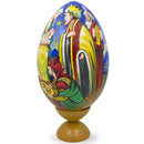 Nativity Scene with Wisemen Wooden Egg Figurine 7.25 Inches