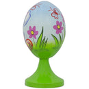 White Bunny Holding Easter Egg Wooden Figurine