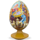 Unfinished Wooden Egg on Attached Stand 4.75 Inches Tall