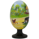 Ukrainian Couple in the Village Wooden Easter Egg Figurine 4.75 Inches