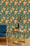 Orange Wallpaper with Cactus