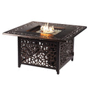 Black Aluminum Fire Table Set with Four Club Chairs