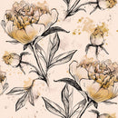 Contemporary Beige Peonies Wallpaper