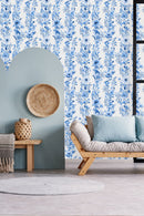 Voguish Blue Flowers Wallpaper Tasteful