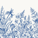 Voguish Modern Blue Floral Wallpaper