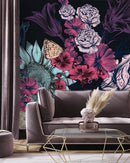 Modish Dark Flowers Wallpaper Fashionable
