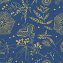 Gold and Blue Flowers Wallpaper