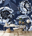 Dark Blue Flowers Wallpaper