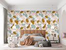 Beige Pattern with Leaves Contours Wallpaper