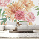 Voguish White Wallpaper with Flowers Fashionable High-Quality