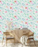 Fashionable Green Leaves Pattern Wallpaper