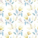 Light Wallpaper with Blue Leaves