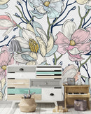Modish Hand Drawn Flowers Wallpaper Fashionable