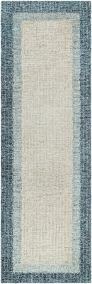 Padada Green Bordered Cream Wool Rug
