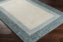 Padada Green Bordered Cream Wool Rug