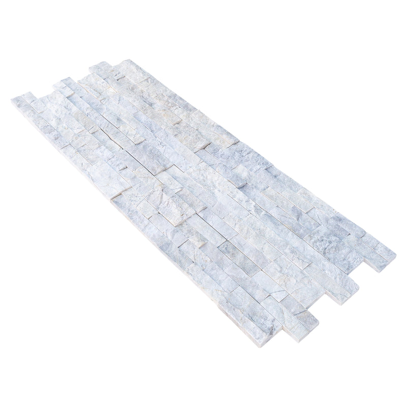 palia dolomite white ledger wall panel wall tile 6x24 split-face multiple angle view