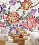 Stylish Modern Multicolored Peonies Wallpaper