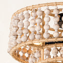 Farmhouse 3-Light Wood Beaded Flush Mount Ceiling Lights
