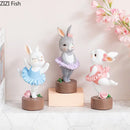 Pastel ballet rabbit dancer sculpture set bedroom desk decor