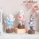 Pastel ballet rabbit dancer sculpture set bedroom desk decor