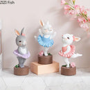 Pastel ballet rabbit dancer sculpture set bedroom desk decor