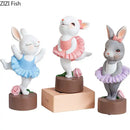 Pastel ballet rabbit dancer sculpture set bedroom desk decor