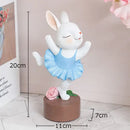 Pastel ballet rabbit dancer sculpture set bedroom desk decor