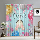 Pastel blue bunny easter curtains with pole pocket for living rooms