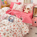 Pastel blue & white bunny cartoon pattern bed sets bedroom cotton