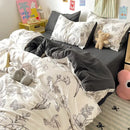 Pastel blue & white bunny cartoon pattern bed sets bedroom cotton