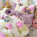 Pastel blue & white bunny cartoon pattern bed sets bedroom cotton