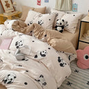 Pastel blue & white bunny cartoon pattern bed sets bedroom cotton